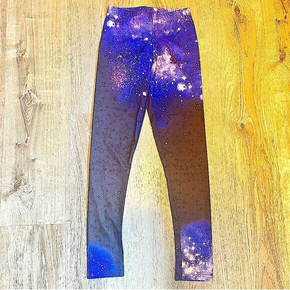 NEW Thinkgeek Black & Purple Galaxy Tie Dye Printed Leggings One Size - Picture 1 of 4
